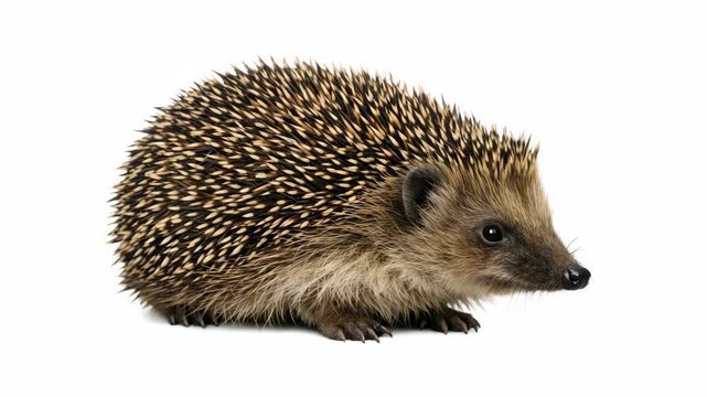 A close-up of a cute hedgehog with its spiky hair standing up.