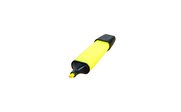 Yellow highlighter pen with transparent background cutout
