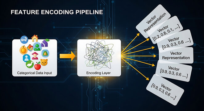 Data encoding pipeline concept with neural network and categorical data input