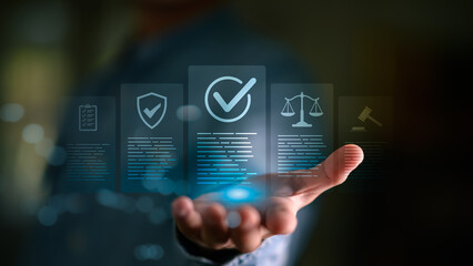 Obraz premium Policy management, regulatory compliance, governance framework, risk mitigation, corporate accountability, operational standards, legal requirements, internal controls, organizational transparency.