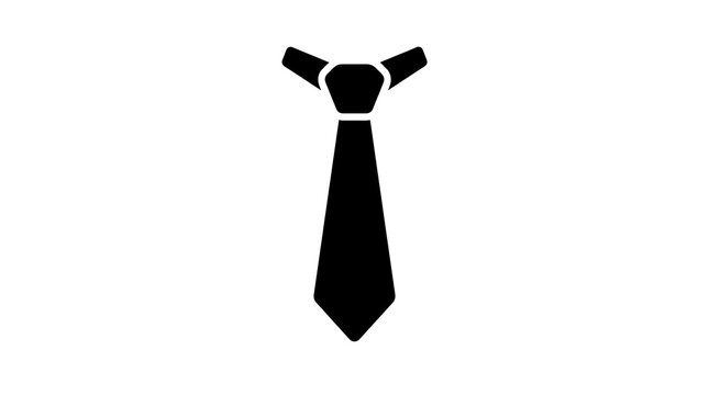 Black necktie icon vector illustration isolated on white background. Business dress code symbol