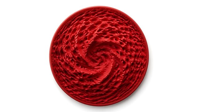 Red spiral textured object on white background  abstract design element