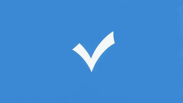 Animated checkmarks on blue background with copy space for business success and approval concepts