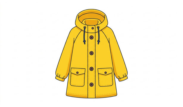 Yellow Raincoat Cartoon Vector Illustration
