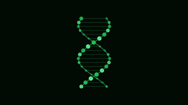 Green DNA Double Helix Rotate Medical Animation Loop