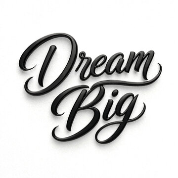 Elegant cursive typography with dream big text isolated for motivational posters and designs
