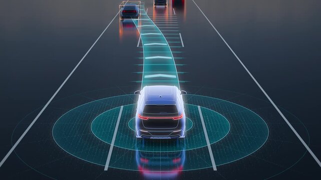 Autonomous Car Changing Lanes to Overtake Slower Highway Traffic