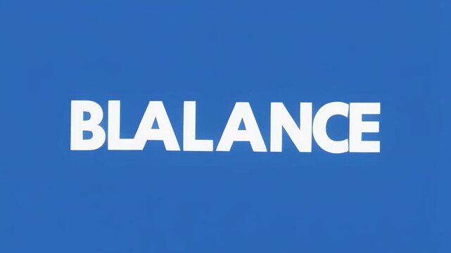 Blue background text animation with repeated word BALALANCE in white for corporate branding and titles
