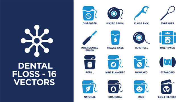 Dental floss products and tools arranged on a table in a modern bathroom setting with dispensers and picks.