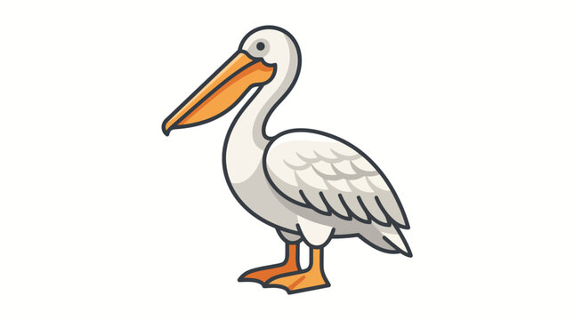Minimalist pelican bird vector cartoon illustration standing isolated on white