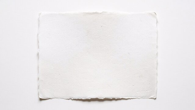 Rectangular sheet of off-white handmade paper with deckled edges