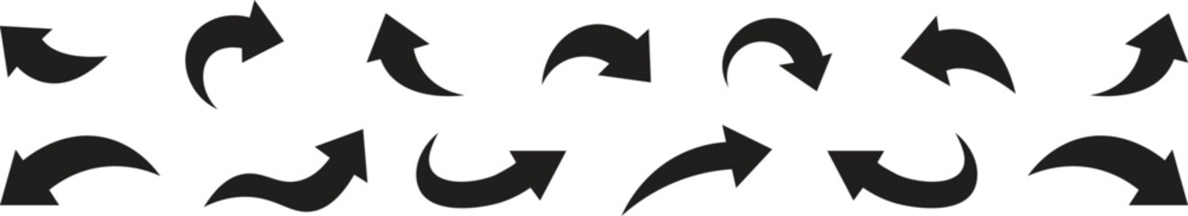 Curved arrows. Arrow sign. Black arrow icon on white background. Curved arrow icon vector set. © methumahi