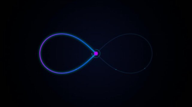 Glowing infinity loop data processing animation for abstract tech interfaces