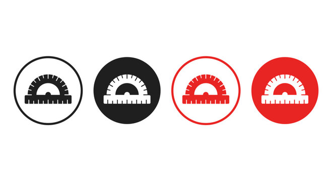Set of Protractor Icons for Geometry and Technical Drawing