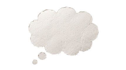 Paper thought bubble transparent PNG isolated cutout, textured handmade speech cloud clipart for...