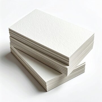 Stacked white textured cards, pristine and unadorned, awaiting design