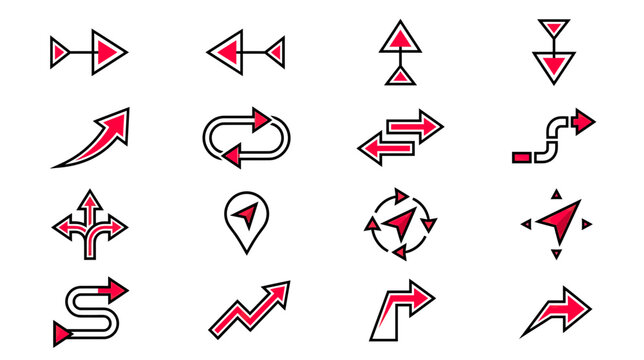 Red Arrows Collection: Directional Icons and Navigation Symbols