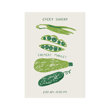 Hand drawn cute child style vegetable set vector illustration. Playful doodle style