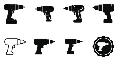 Minimalist drill icon variations set, premium vector line art bundle for digital marketing, clean geometric horizontal drills graphic designs for creative branding projects isolated on white b © ArtMint