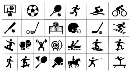 Obraz premium Set of diverse sports icons, athletic activities, and sports equipment