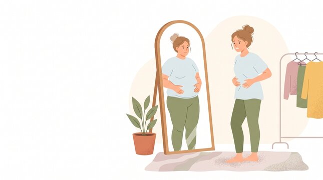 Body dysmorphic disorder awareness - disorder mirror reflection
