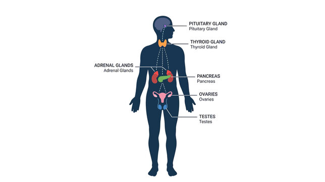 Human Endocrine System Diagram: Glands Anatomy Illustration