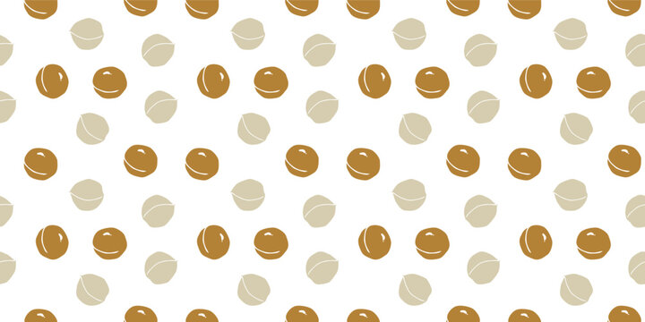 macadamia nut pattern for packahing. seamless pattern of macadamia nuts. Macadamia pattern background.
