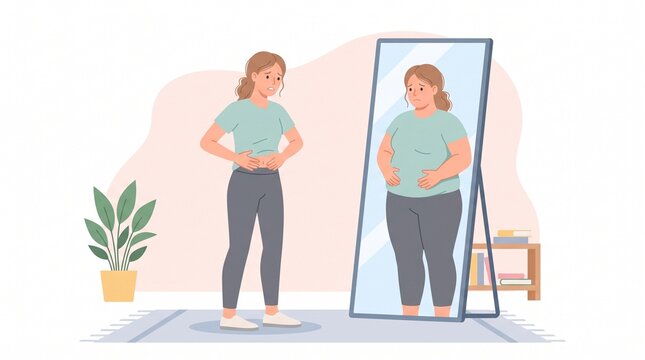 Body dysmorphic disorder awareness - disorder mirror reflection