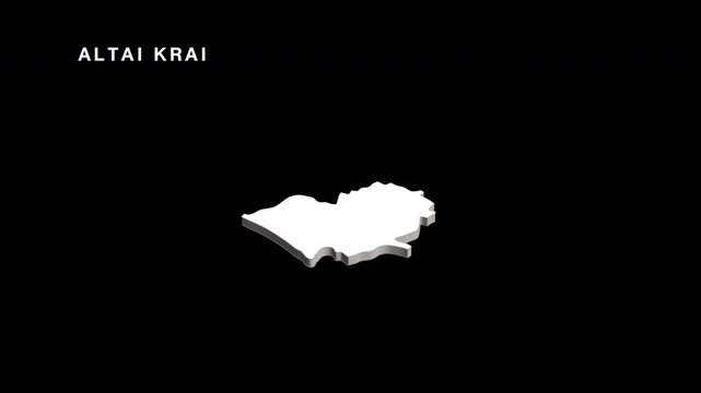 Altai krai region map rotating in 3d space