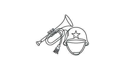 Fototapeta premium Military Helmet with Star and Bugle.