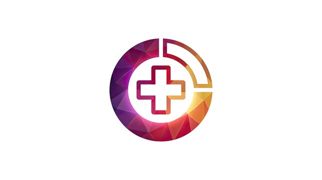 Geometric colorful medical cross health icon logo