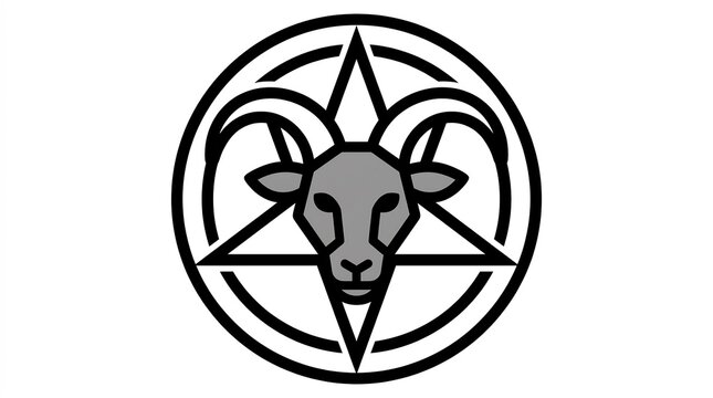 Baphomet goat head inside an inverted pentagram symbol