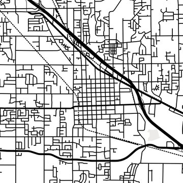 Symbol Map of the City Lehi (Utah, USA) showing the city center with a simple road network of black lines