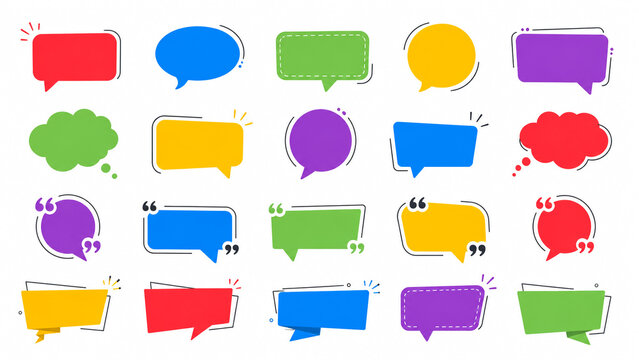 Colorful speech bubbles set. Collection of chat boxes for social media design.