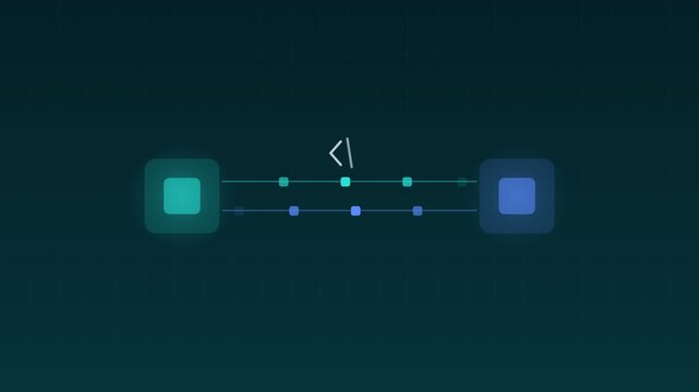 Animated Api integration modules data exchange turquoise cloud loop