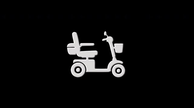 Mobility scooter icon animation for disability and accessibility