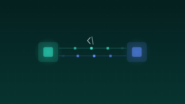 Animated Api integration modules data exchange teal cloud loop