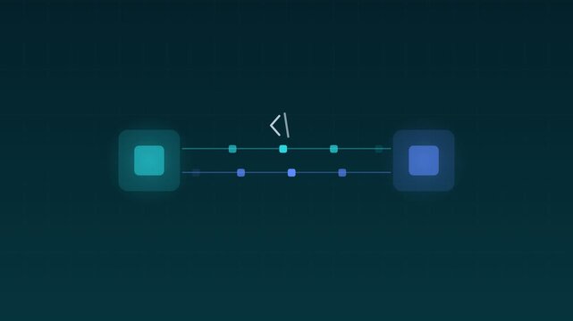 Animated Api integration modules data exchange cyan cloud loop