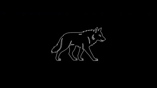 Animated wolf outline drawing walking animation
