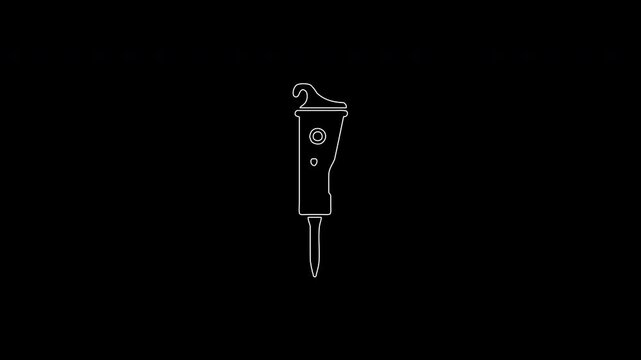 Jackhammer demolition tool continuous line drawing animation