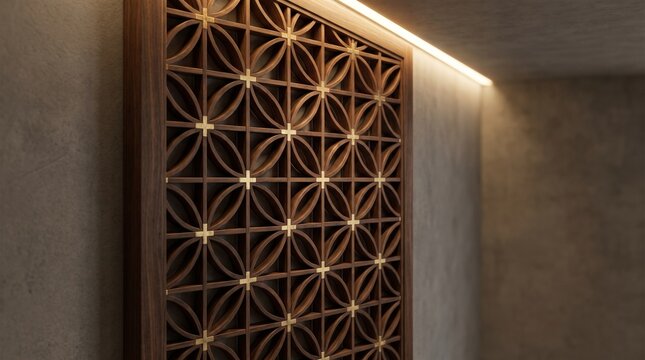 Exquisite Japanese Kumiko Woodworking Lattice Panel with Traditional Geometric Patterns, Premium Craftsmanship