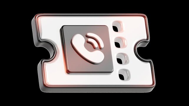 Telephone icon on ticket shape customer service
