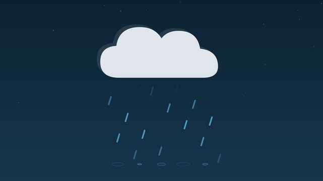Animated Rain cloud drops falling splash glacier weather loop