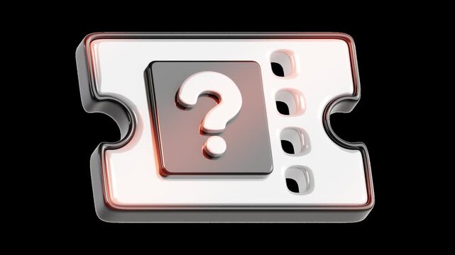 Presenting question mark icon on ticket shape mystery solution