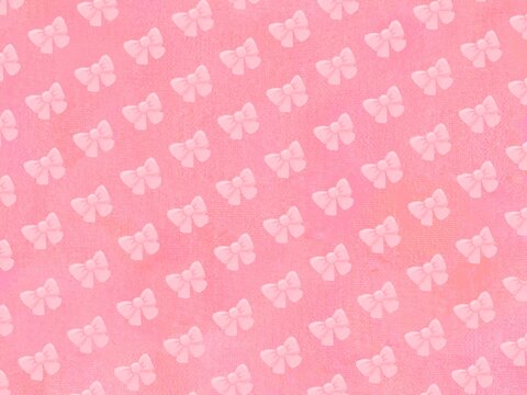 ピンクバックに可愛いピンクのリボン模様の背景素材ラスト