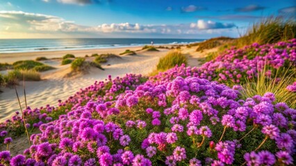 Obraz premium Purple flowers in the dunes on brittany s beaches