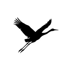 Obraz premium Crane Silhouette Against A White Background Minimalist Bird Shape