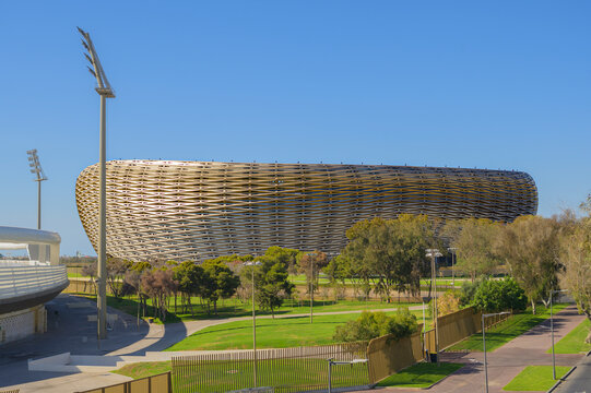 Moulay Abdellah Football Stadium in day light, sports complex in Rabat capital of Morocco, FIFA World Cup 2030 and the African Cup CAN 2025 stadium africa, sports, soccer, modern architechture