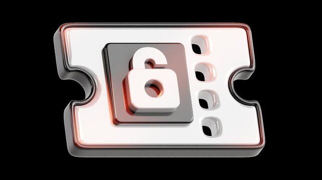Animating lock icon on ticket shape security access authentication