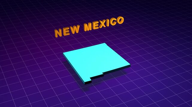 New mexico state map presentation in retro 80s style